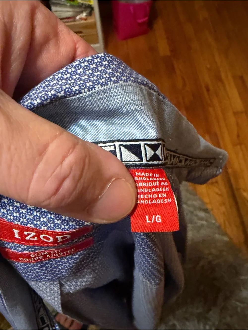 Izod Blue Micro-Geo Print Dress Shirt